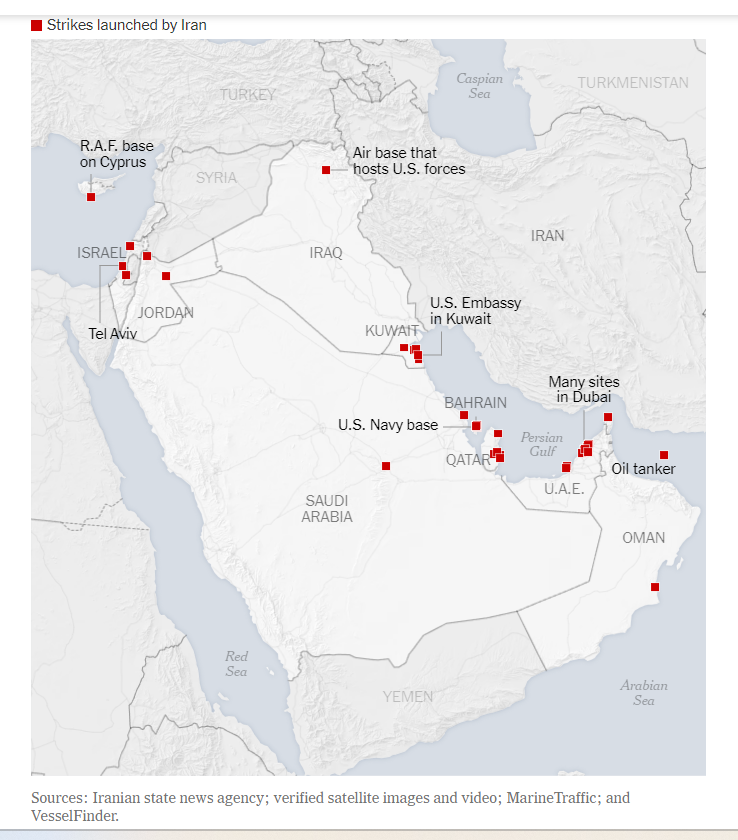 Strickes launched by Iran